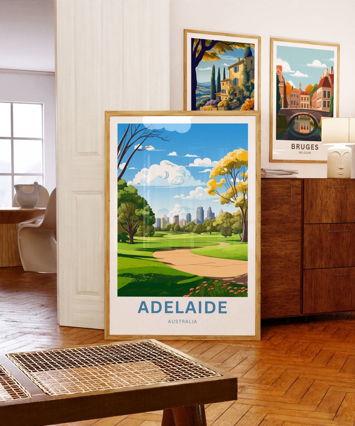 Personalized Adelaide Australia Park Vintage Travel Poster Skyline Art - Image 5