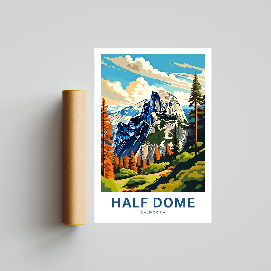 Half Dome California Granite Cliffs Custom Text Travel Poster - Image 4