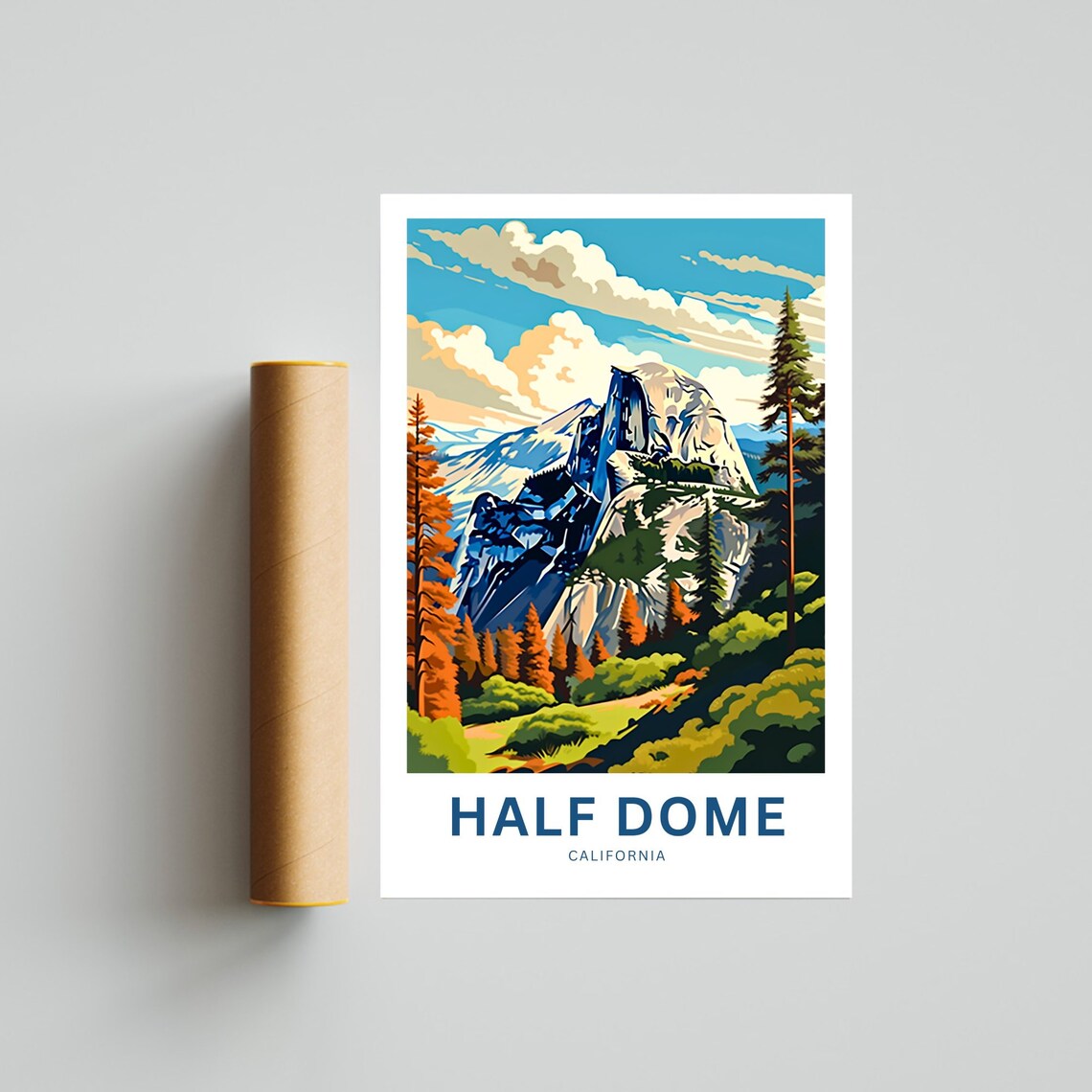Half Dome California Yosemite Autumn Forest Golden Peak Poster - Image 4