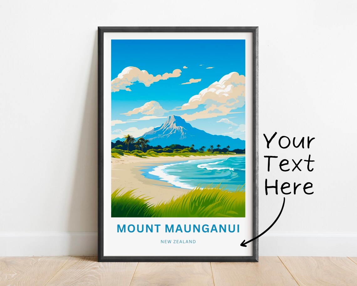 Mount Maunganui New Zealand Golden Beach Volcanic Peak Poster
