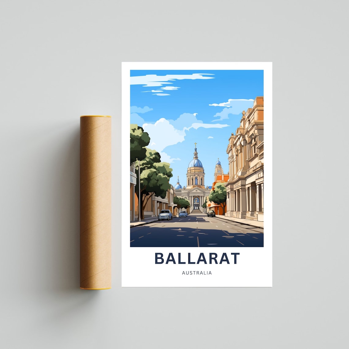 Ballarat Australia Heritage Streetscape Custom Art Travel Poster - Image 4