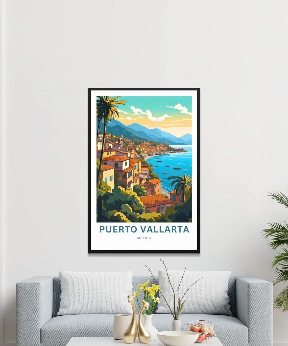 Personalized Puerto Vallarta Travel Print Puerto Vallarta Poster Mexico Wall Art Framed Present Gift Mexico Decor Present - Image 3