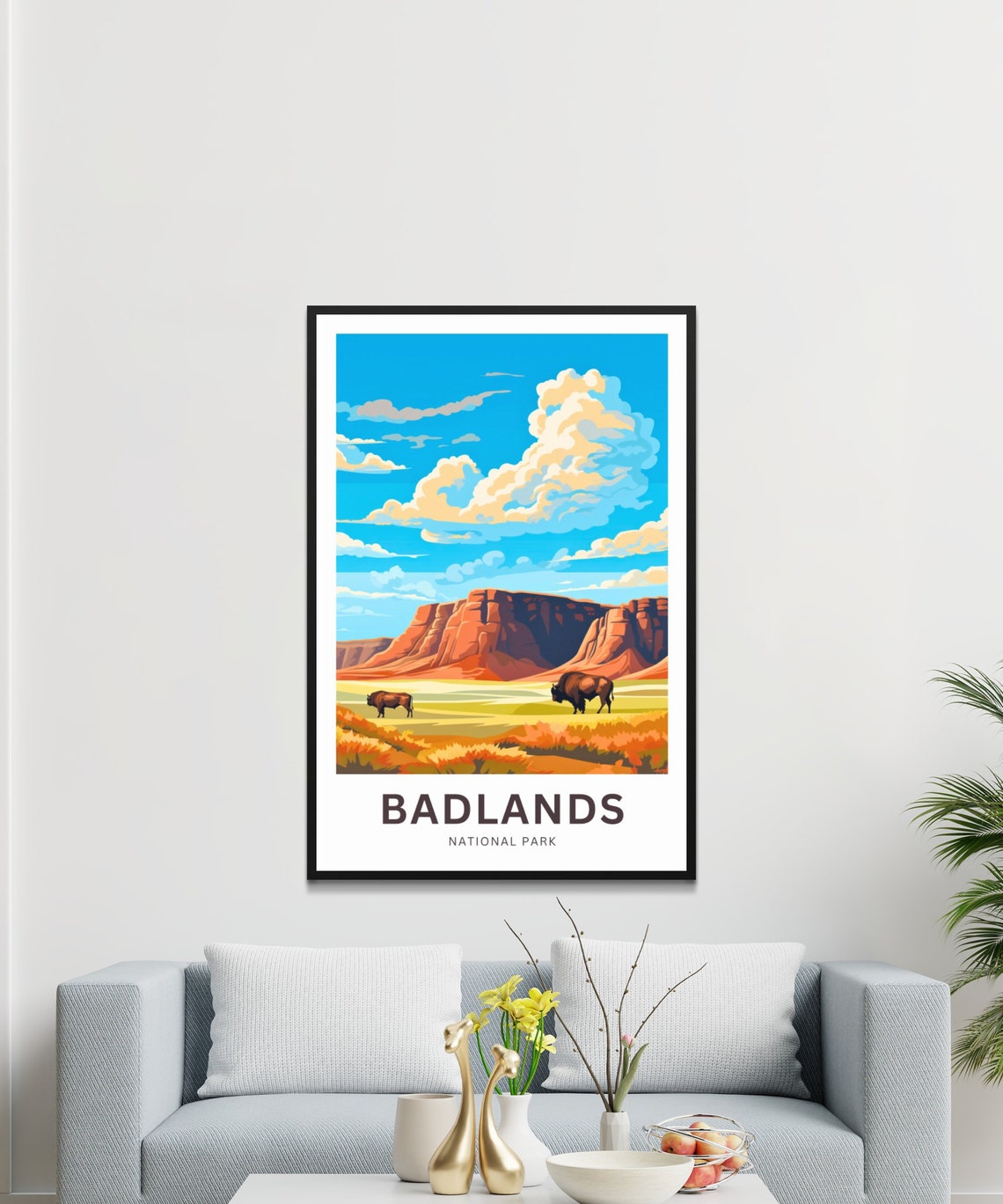 Badlands National Park Bison Prairie Red Rocks Custom Poster - Image 3