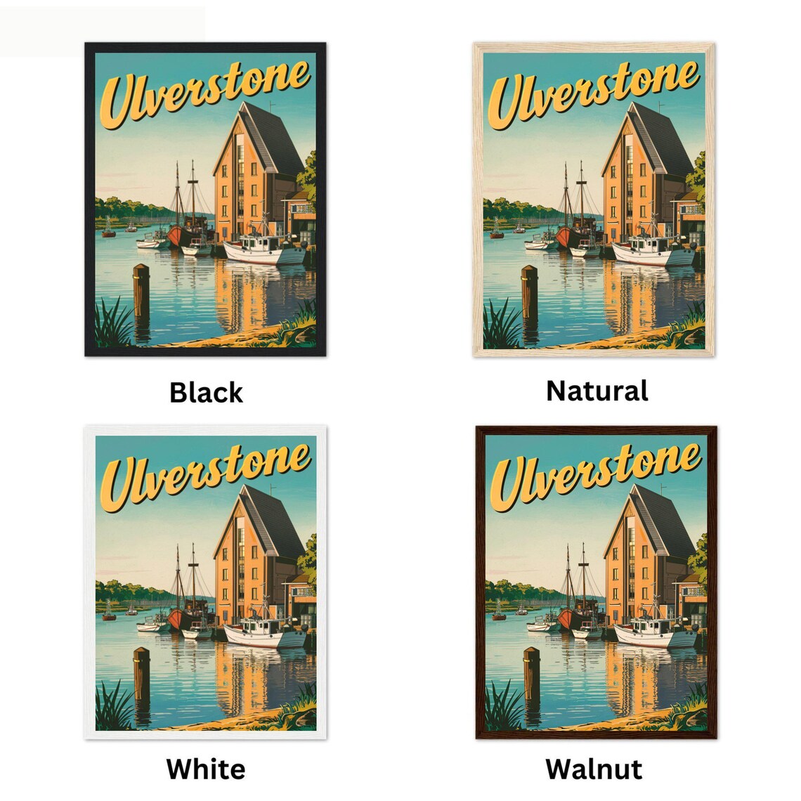 Ulverstone Harbor Vintage Boats Warehouse Waterfront Travel Poster - Image 4