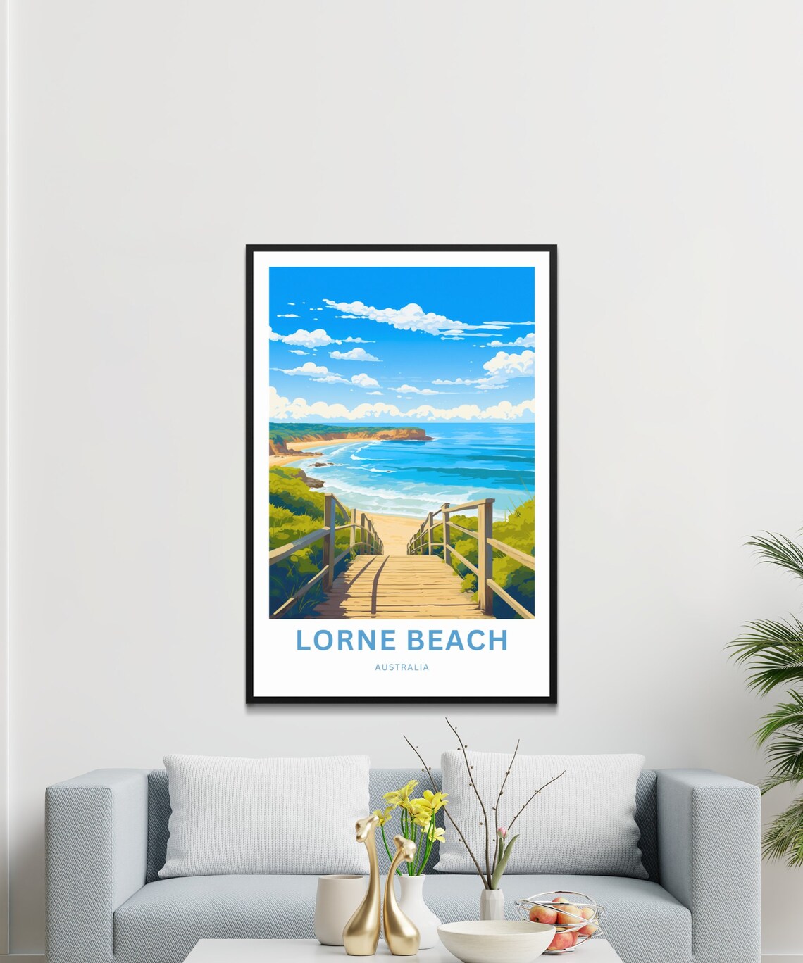 Lorne Beach Australia Wooden Boardwalk Ocean Views Travel Poster - Image 3