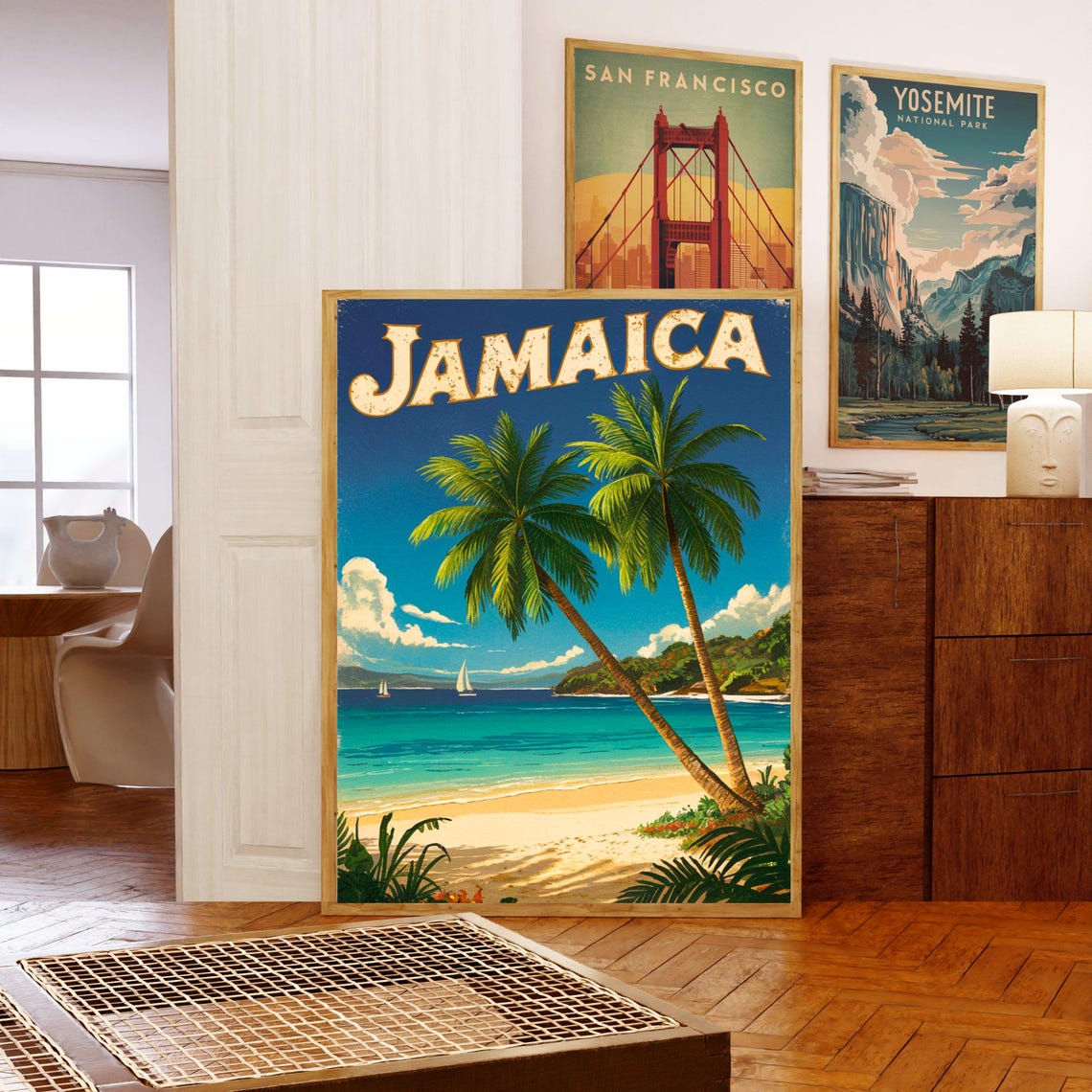 Jamaica Vintage Caribbean Palm Trees Beach Retro Travel Poster - Image 5