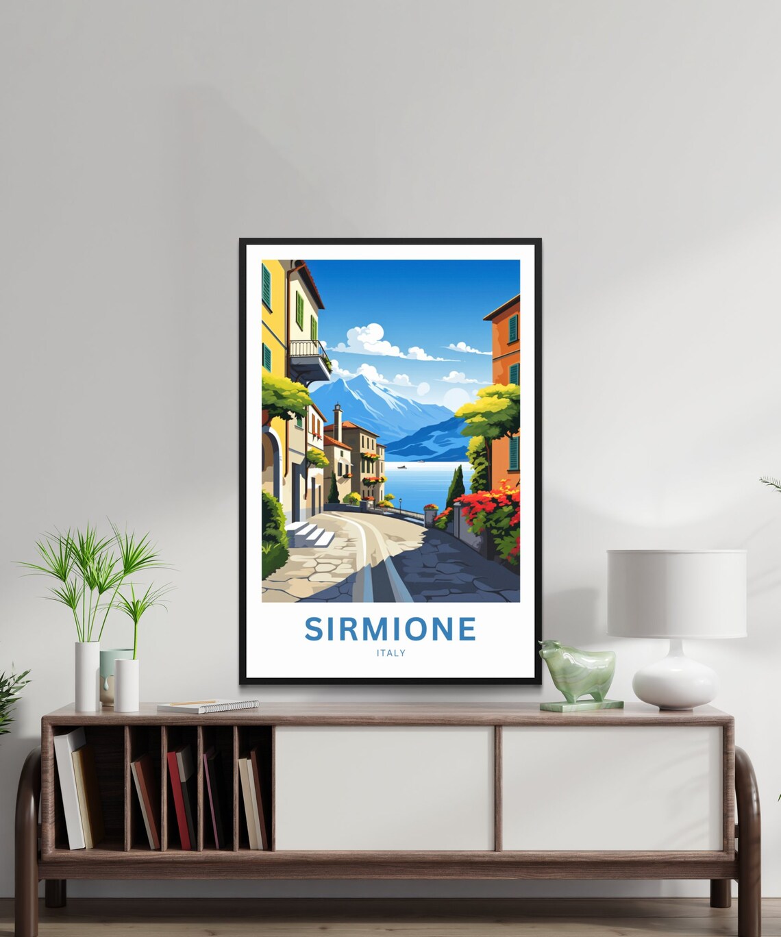 Sirmione Italy Curved Street Lake View Vintage Travel Poster - Image 3