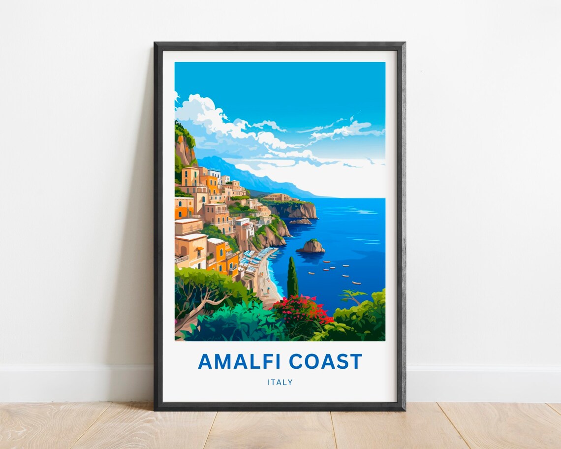 Amalfi Coast Travel Print Italy Present Poster