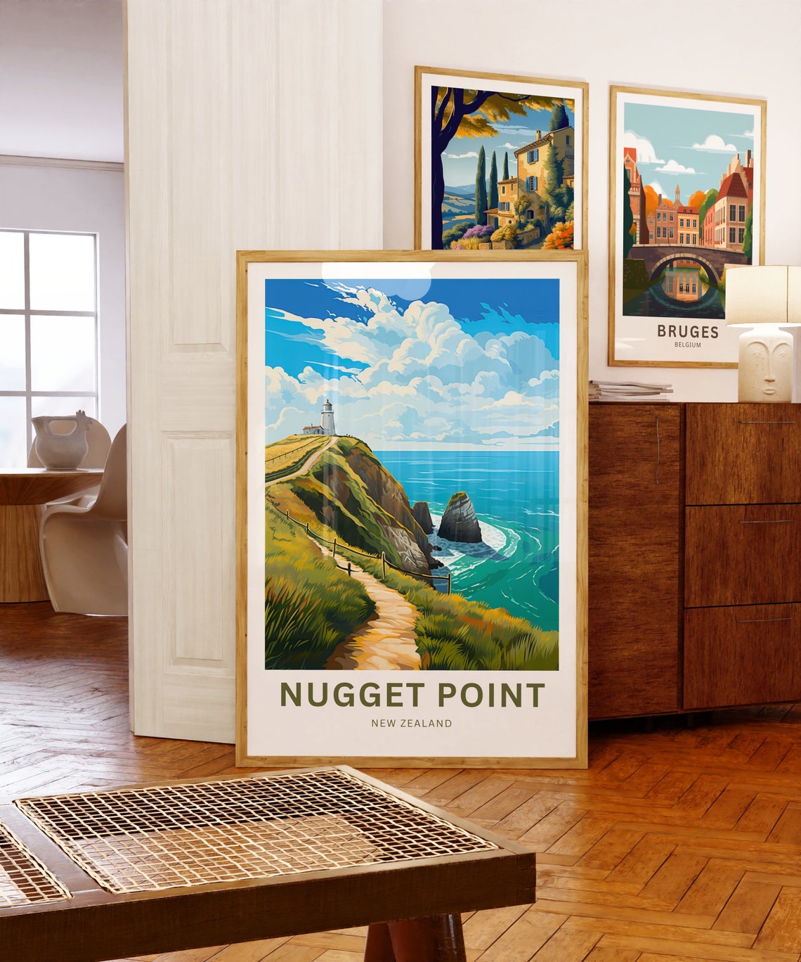 Nugget Point New Zealand Lighthouse Coastal Path Personalized Poster - Image 5