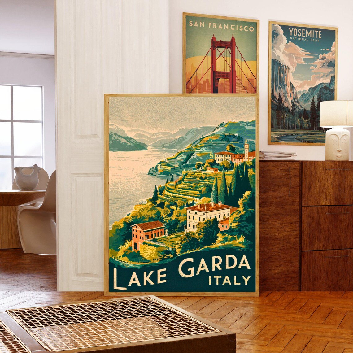 Lake Garda Italy Vintage Hillside Village Terraced Slopes Poster - Image 5