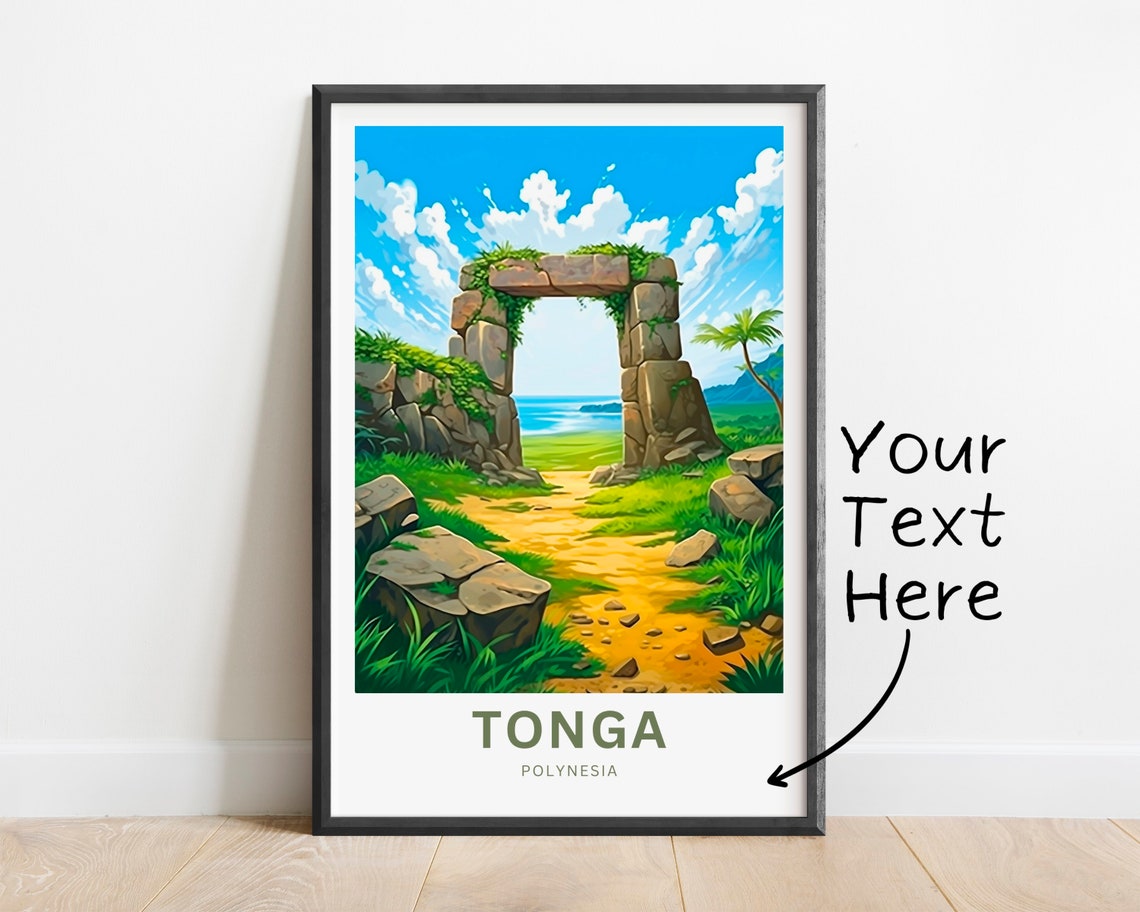 Tonga Polynesia Ancient Stone Arch Gate Beach Personalized Poster