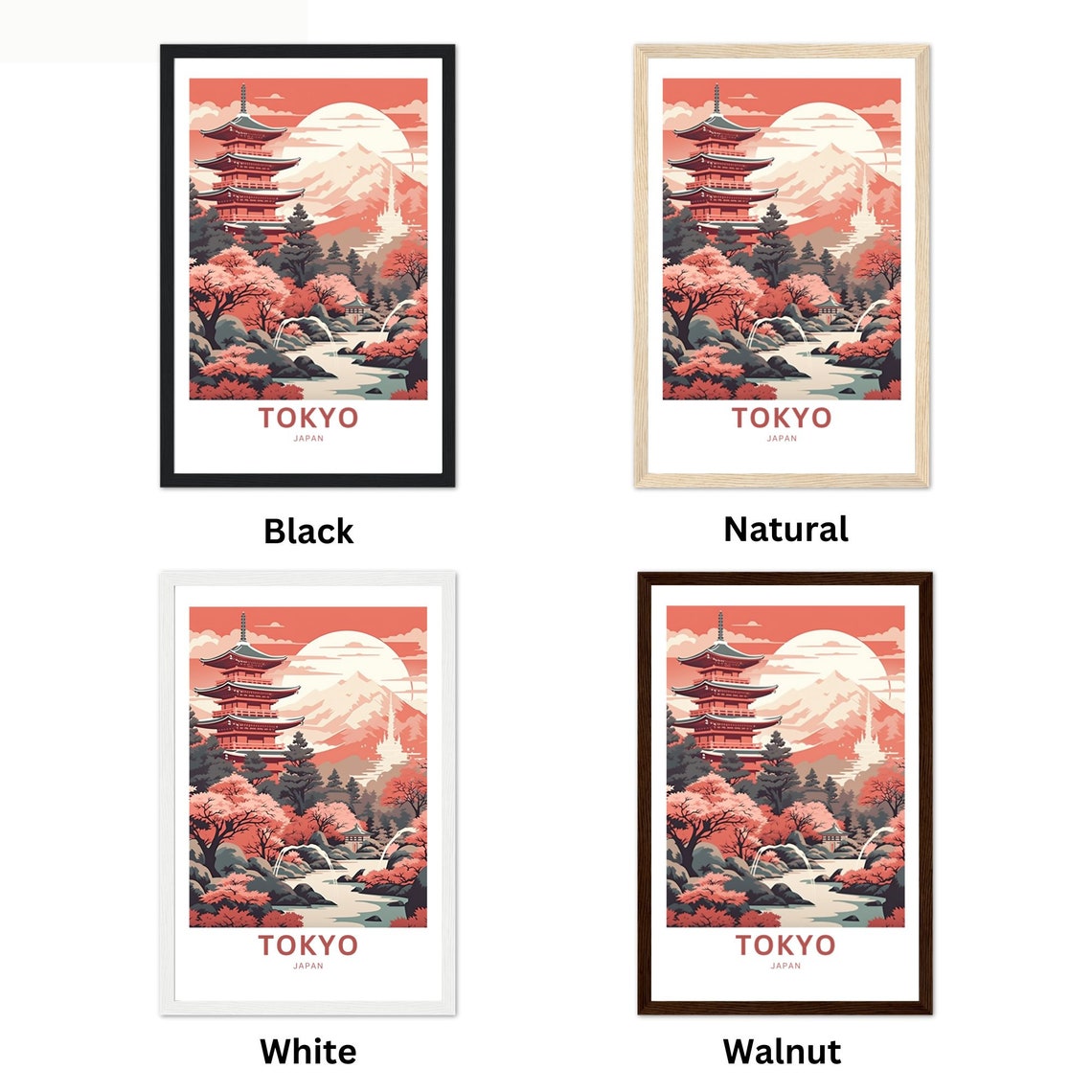 Tokyo Japan Pagoda Blossom Mount Fuji Personalized Travel Poster - Image 2
