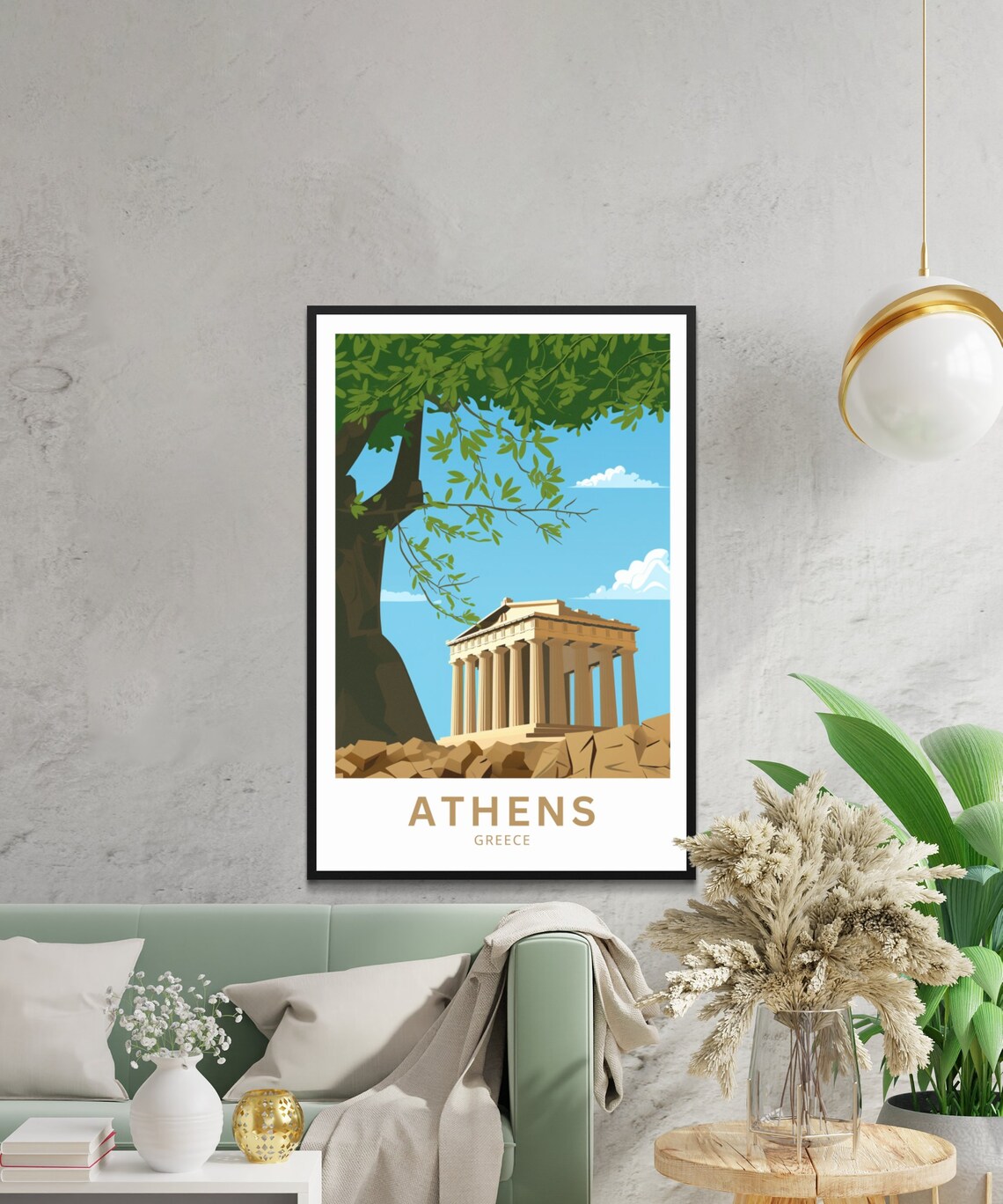 Athens Greece Parthenon Blue Sky Landmark Illustration Poster - Image 2
