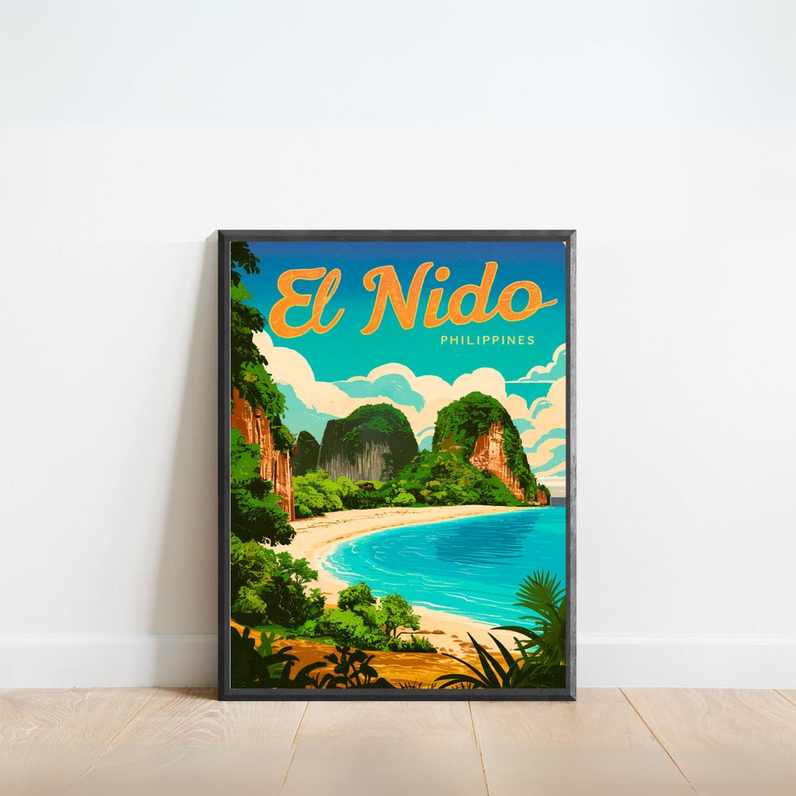 El Nido Philippines Limestone Cliffs Turquoise Bay Travel Poster