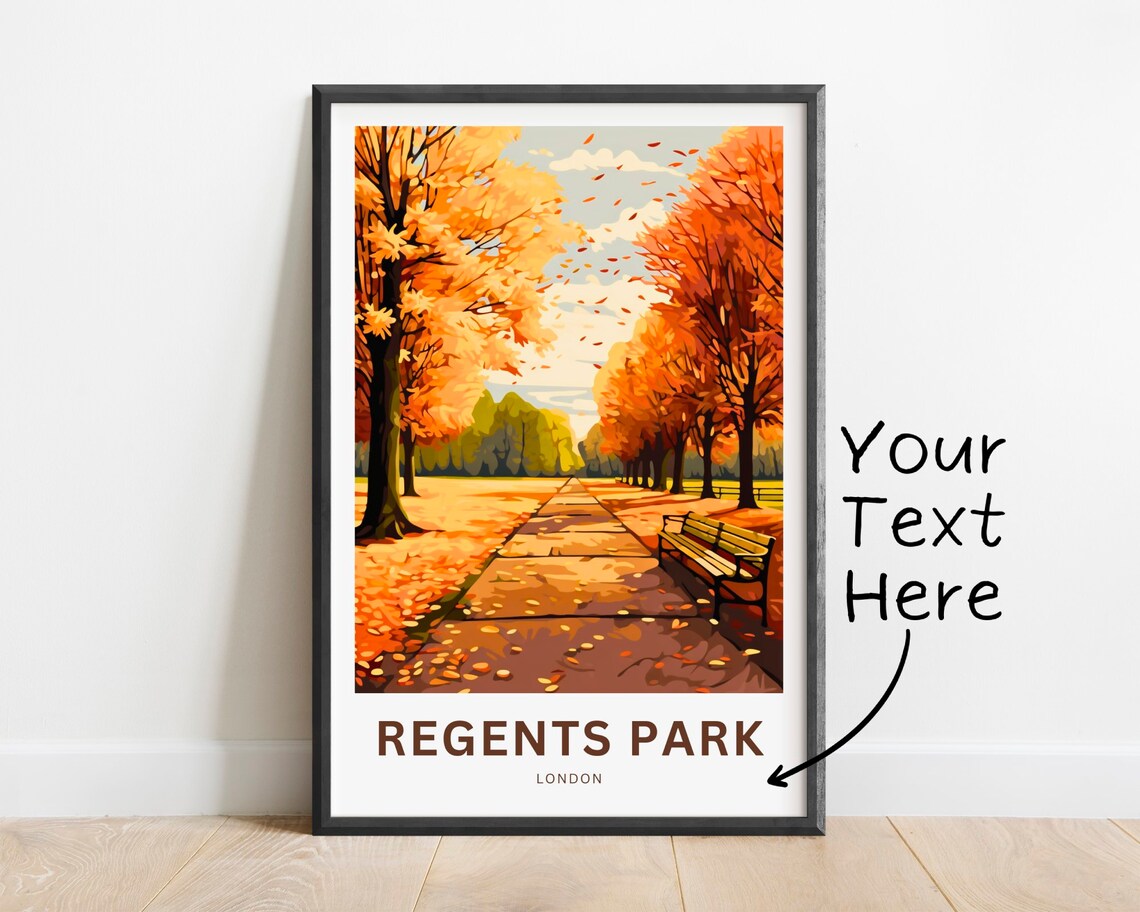 Regents Park London Golden Autumn Personalized Travel Poster