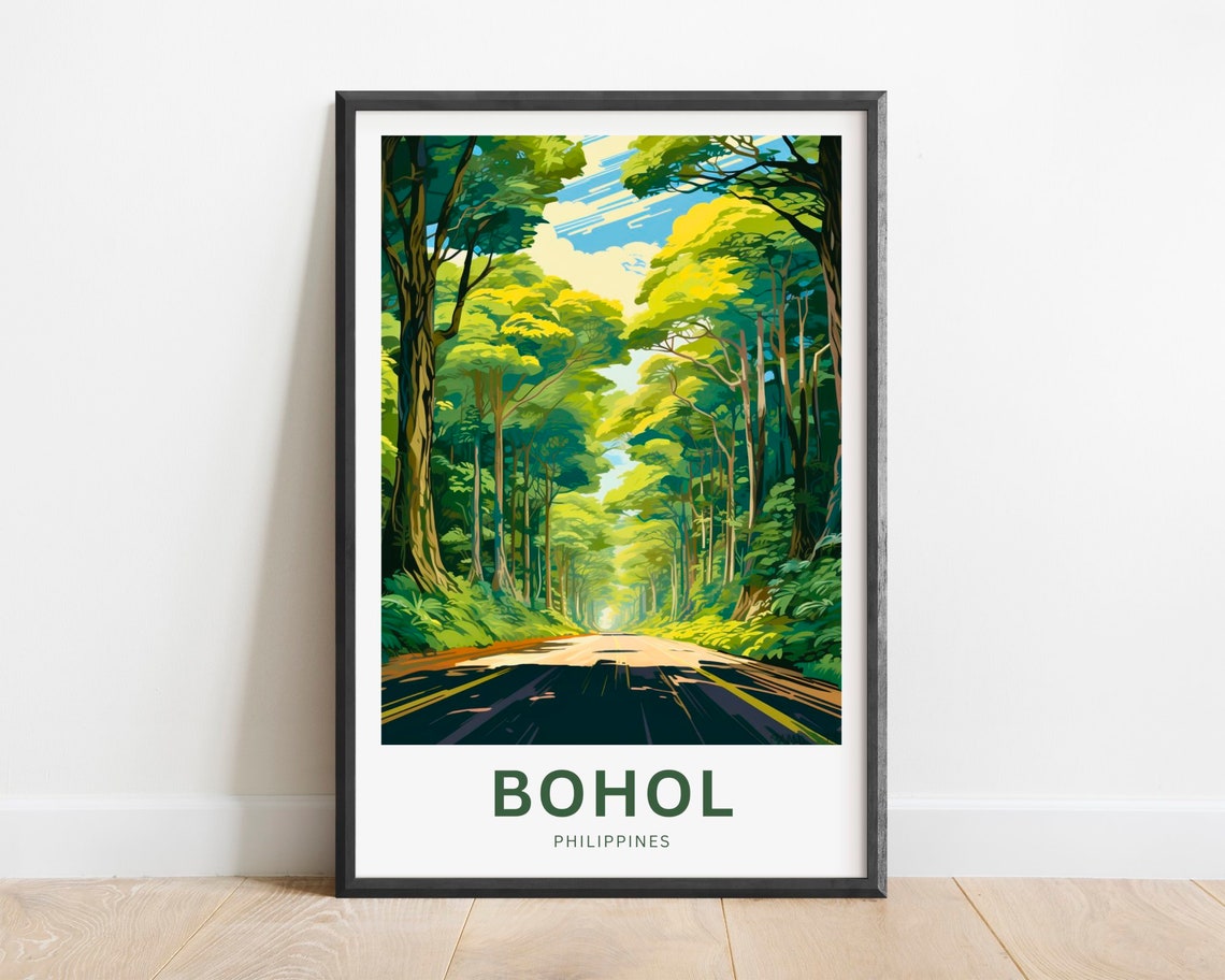 Bohol Philippines Sunlit Forest Road Green Canopy Drive Poster
