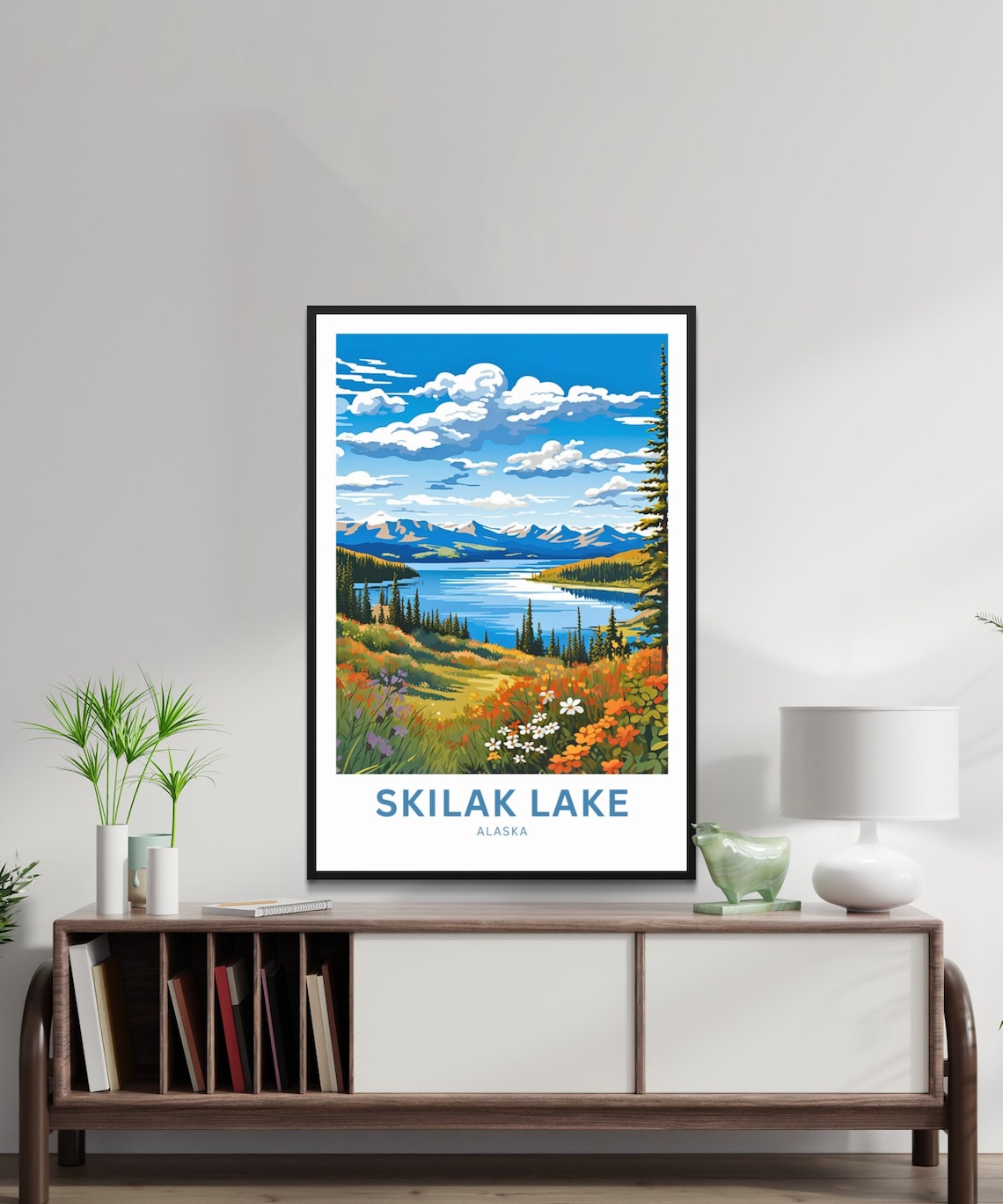 Skilak Lake Alaska Mountain Lake Wide Panorama Wildflower Poster - Image 3