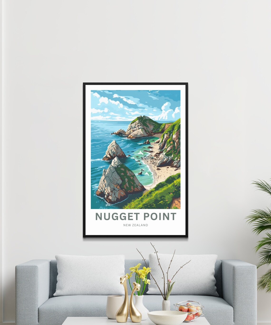 Personalized Nugget Point New Zealand Coast Custom Text Poster - Image 3