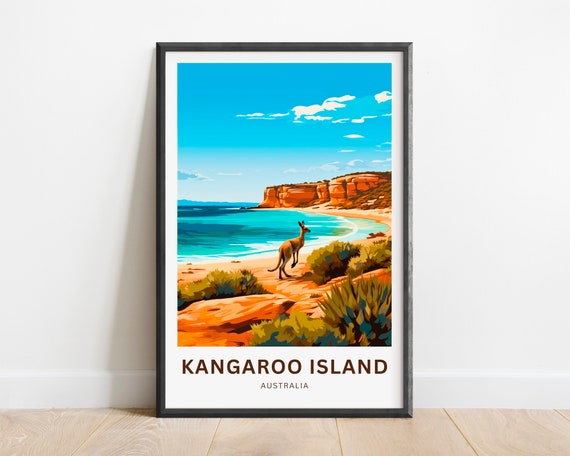 Kangaroo Island Travel Print Kangaroo Island Poster Australia Wall Art Framed Present Gift Australia Present