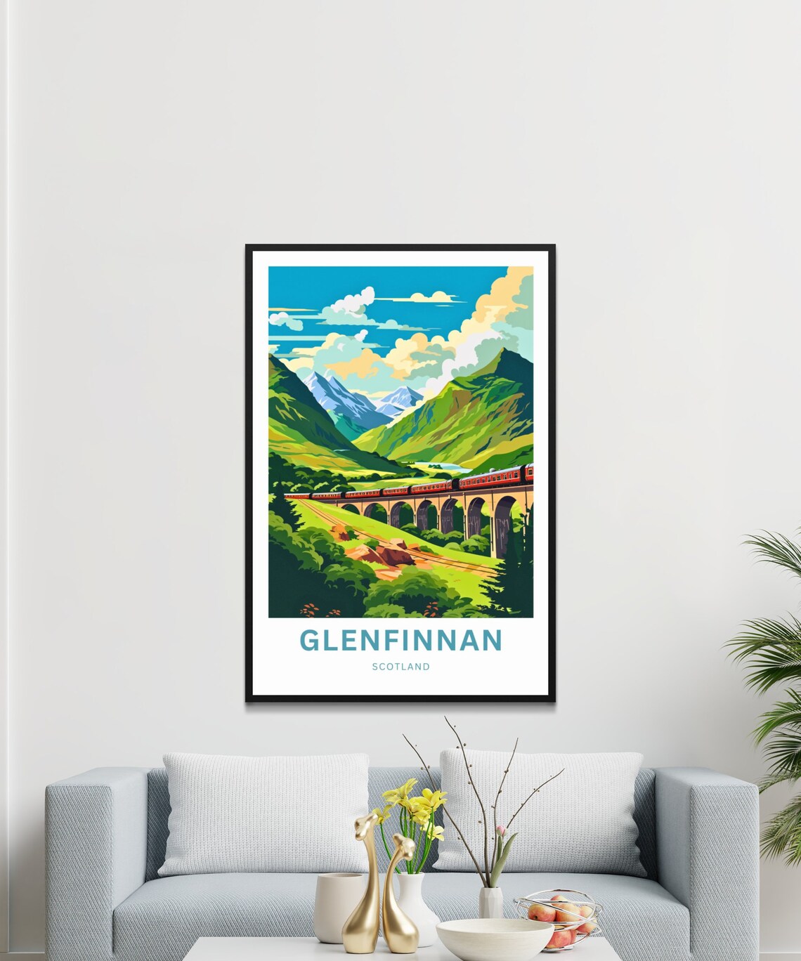 Glenfinnan Viaduct Scotland Steam Train Vintage Travel Poster - Image 3