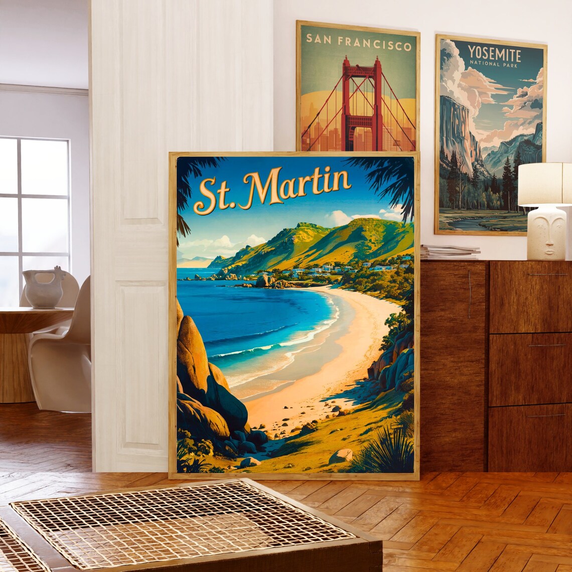 St. Martin Caribbean Golden Beach Bay Vintage Travel Style Poster - Image 5