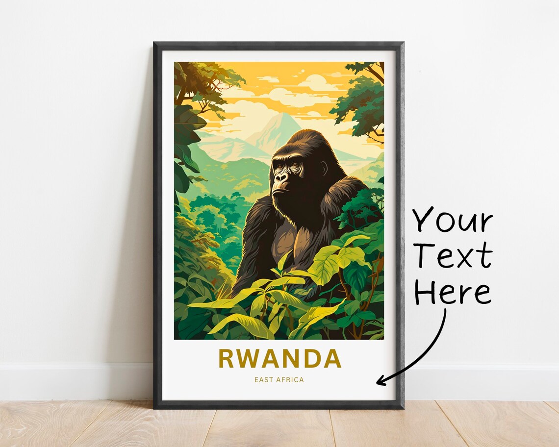 Rwanda Mountain Gorilla Personalized East Africa Travel Poster