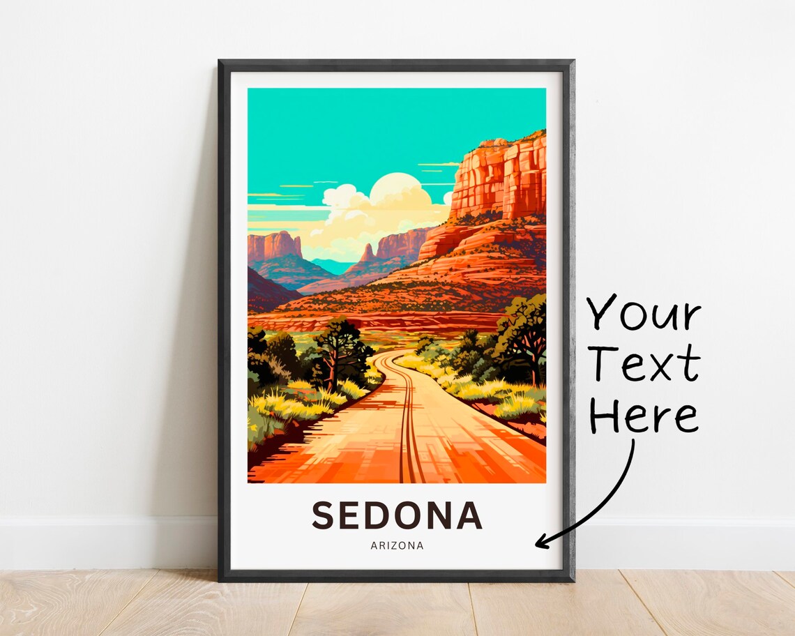 Sedona Arizona Desert Butte Road Scenic Personalized Travel Poster