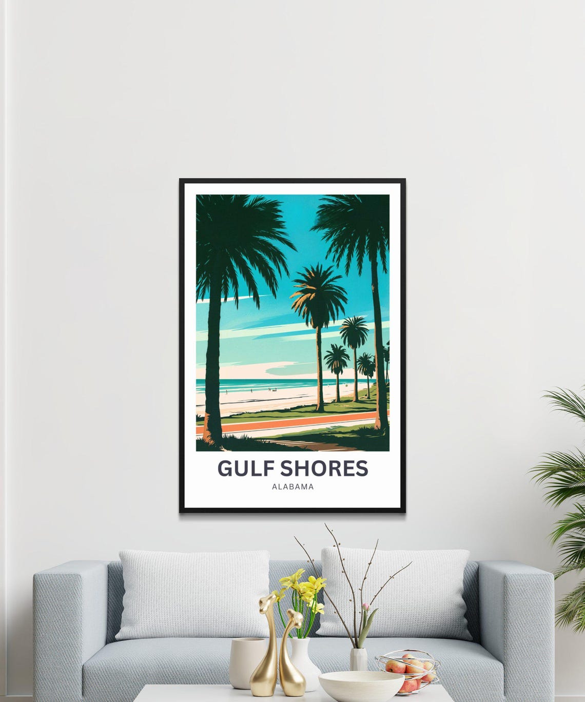 Gulf Shores Alabama Palm Beach Boardwalk Coastal Travel Poster - Image 4