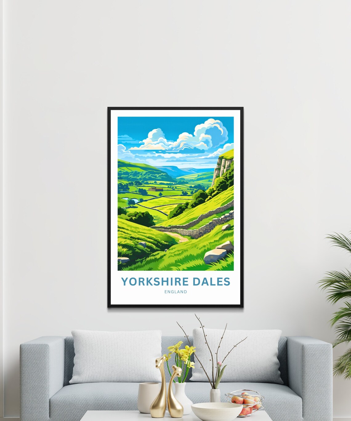 Personalized Yorkshire Dales England Green Hills Travel Poster - Image 3