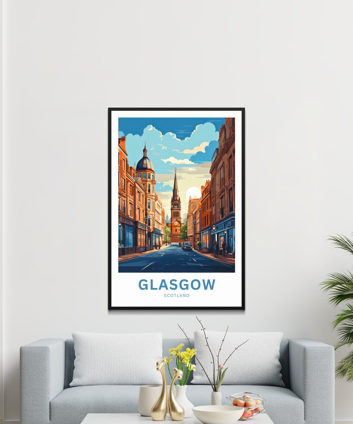 Glasgow Scotland Victorian Street Church Spire Dome Building Poster - Image 3