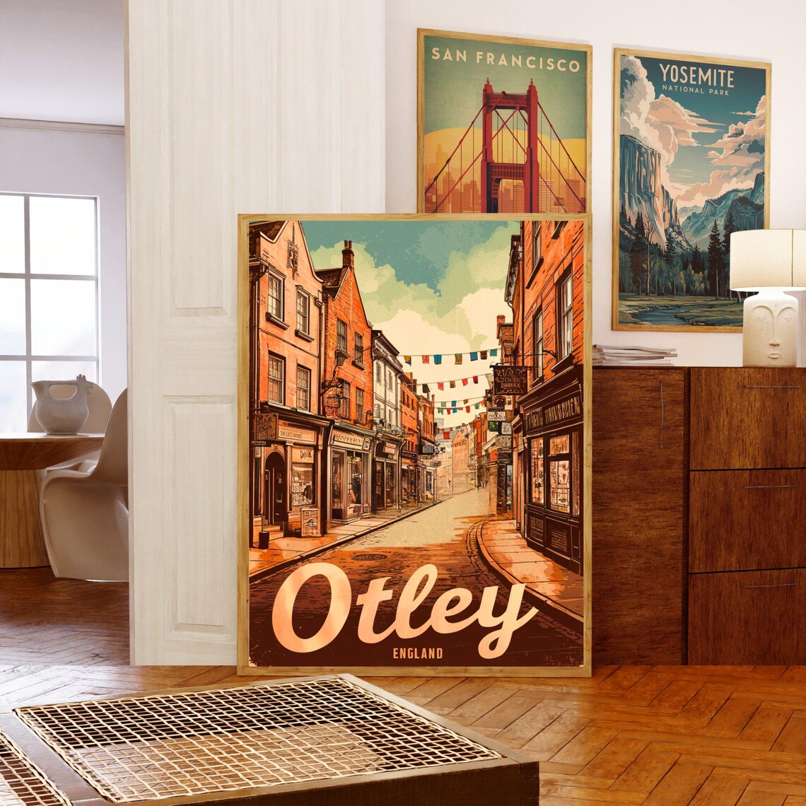 Otley England Vintage Old Town Street Bunting Retro Travel Poster - Image 5