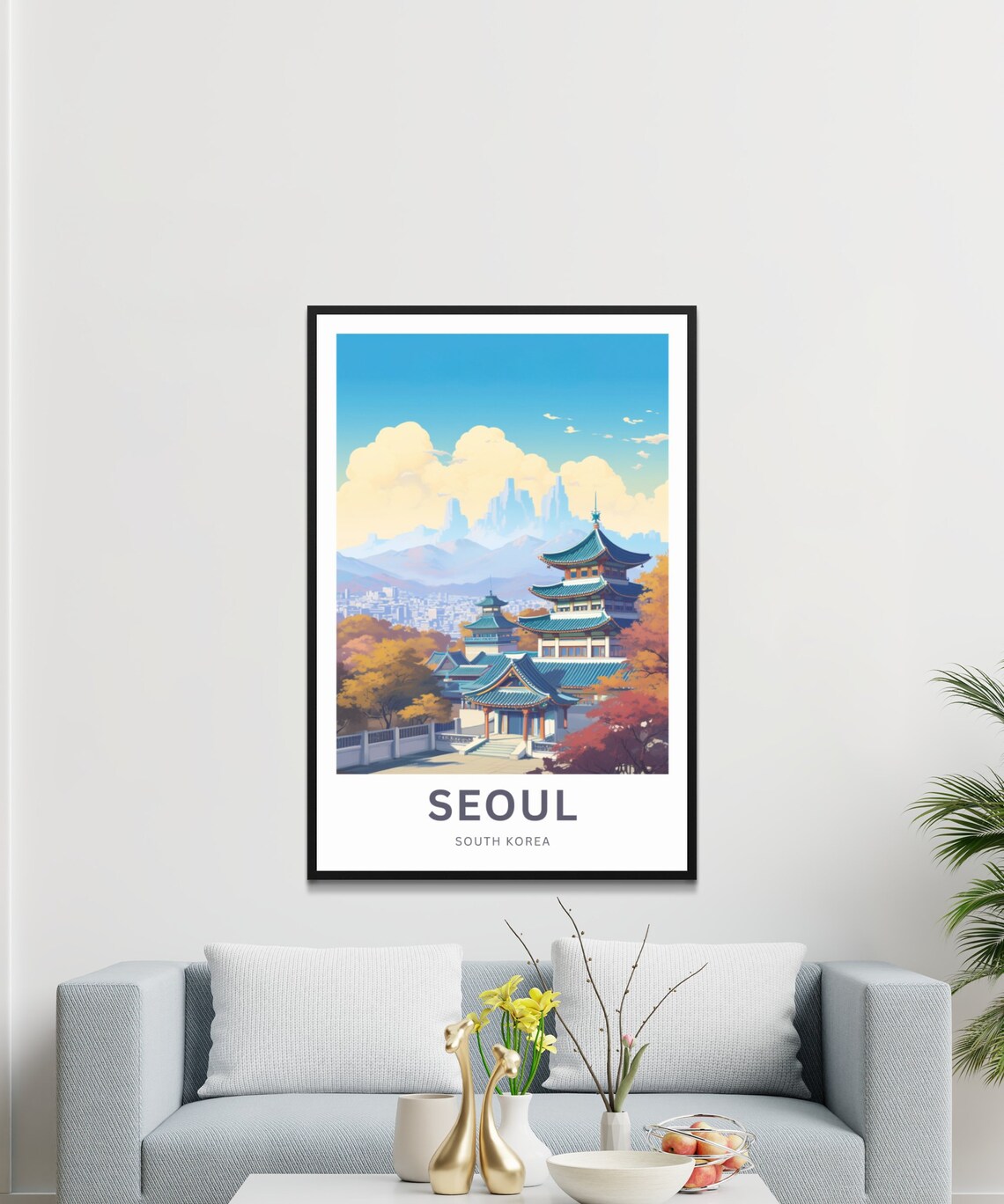 Seoul South Korea Temple Pagoda Autumn Personalized Travel Poster - Image 3