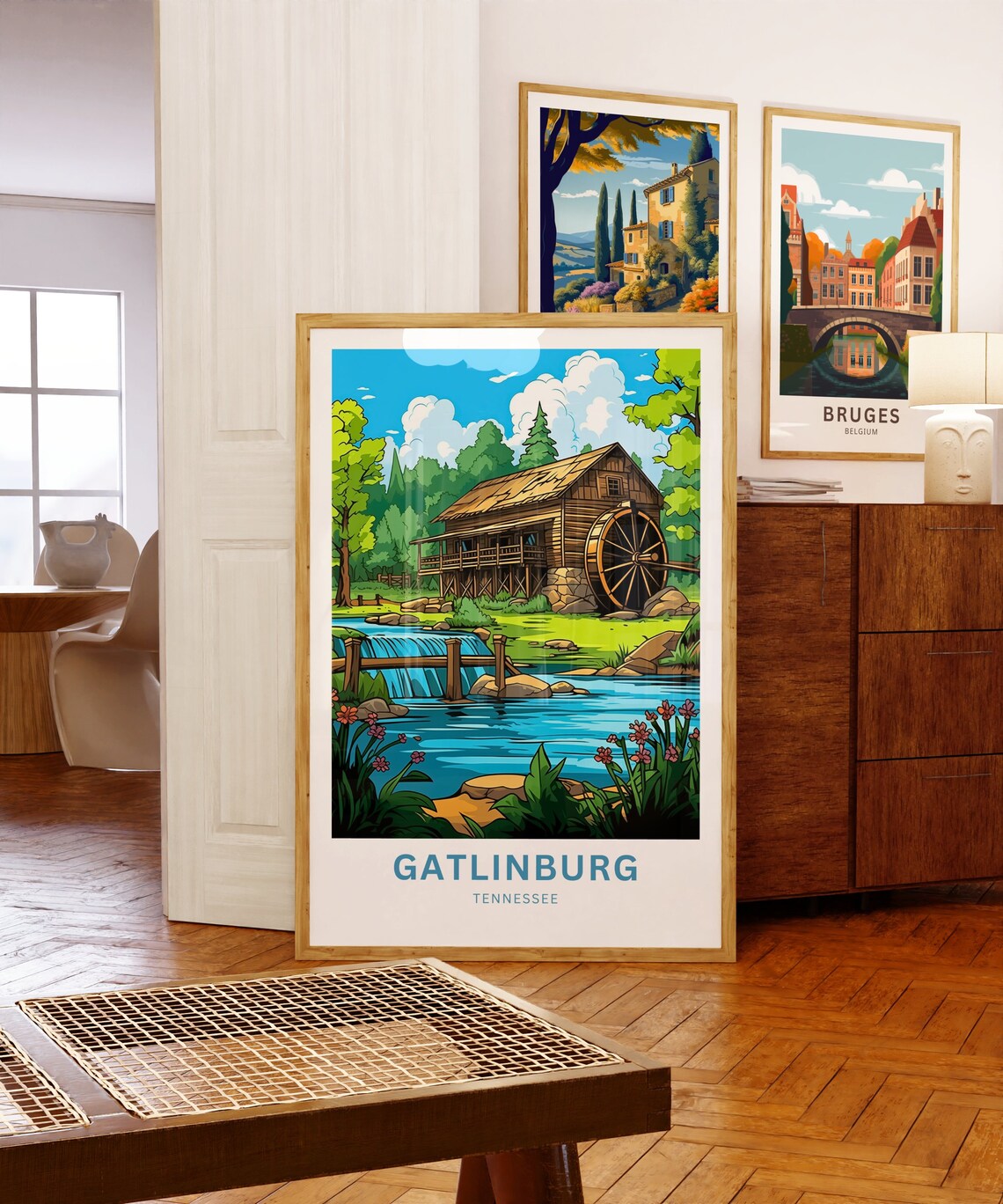 Gatlinburg Tennessee Old Watermill Creek Mountain Scenic Poster - Image 5