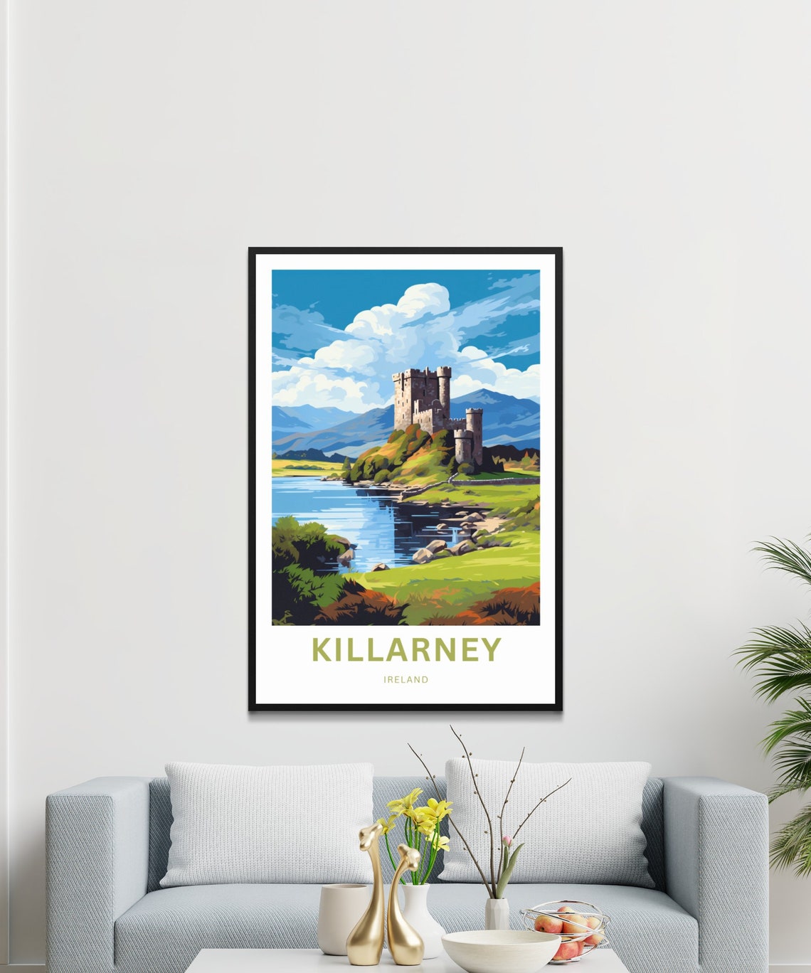 Killarney Ireland Lakeside Castle Mountain View Travel Poster - Image 3