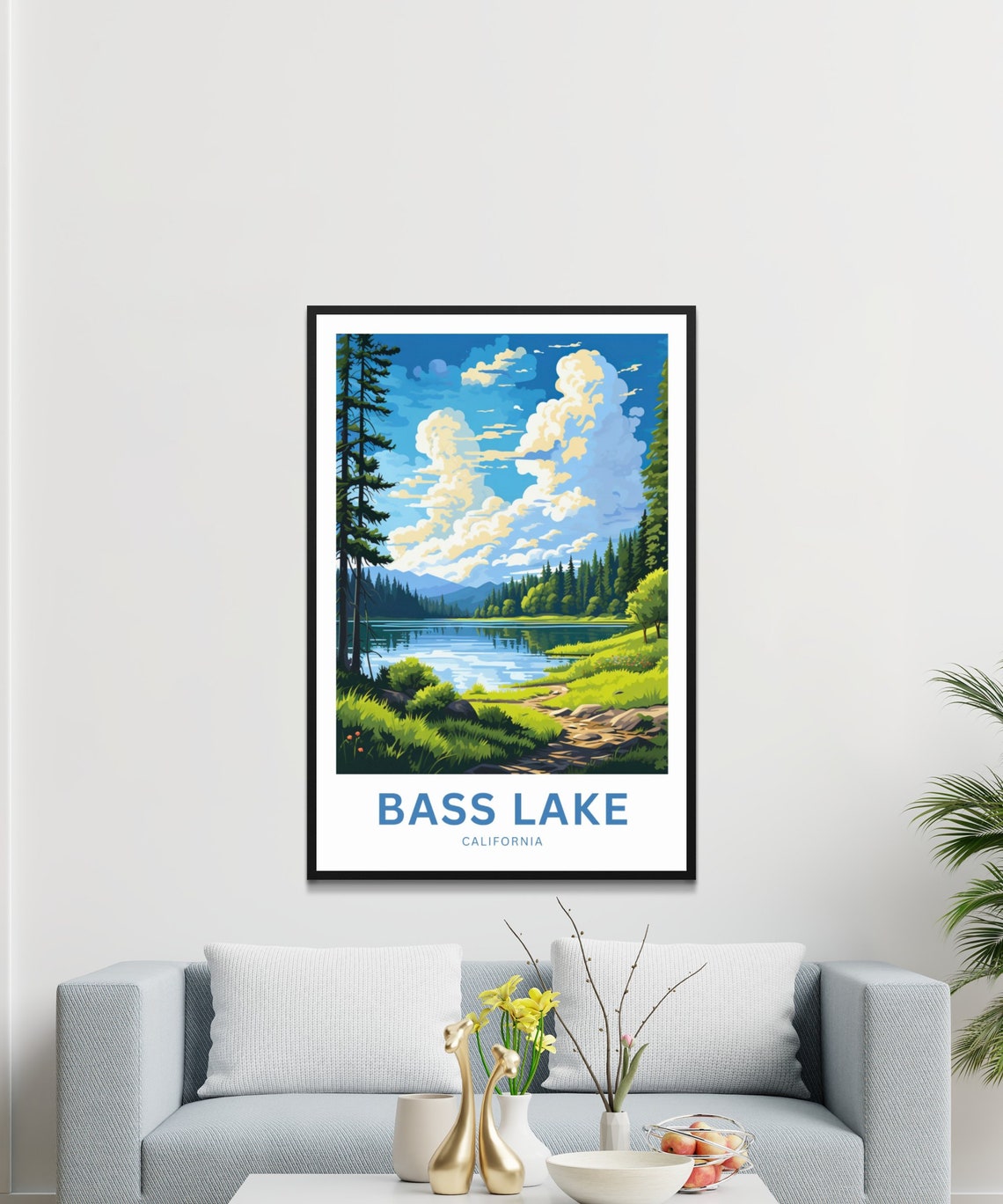 Personalized Bass Lake California Pine Lake Custom Travel Poster - Image 3