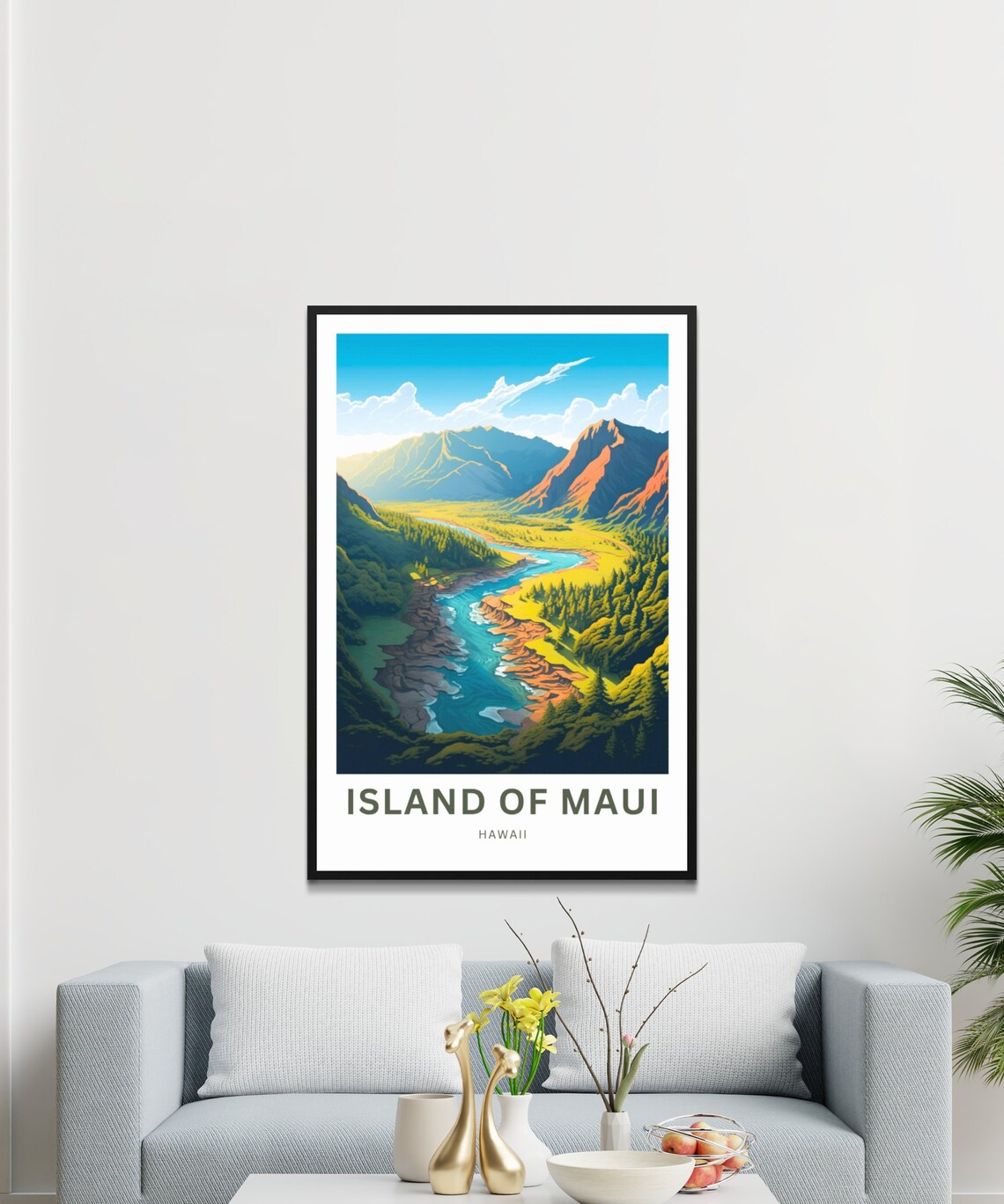 Personalized Island of Maui Hawaii Lush Valley Travel Poster - Image 3