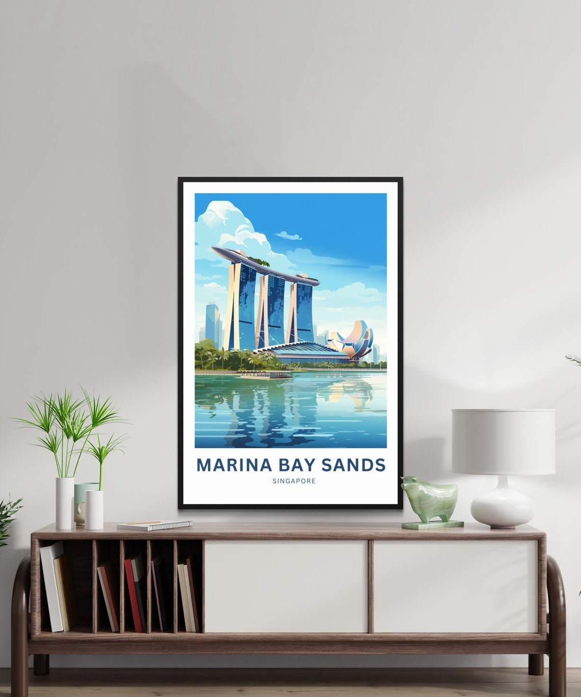 Marina Bay Sands Singapore Skyline Bay Custom Text Travel Poster - Image 2