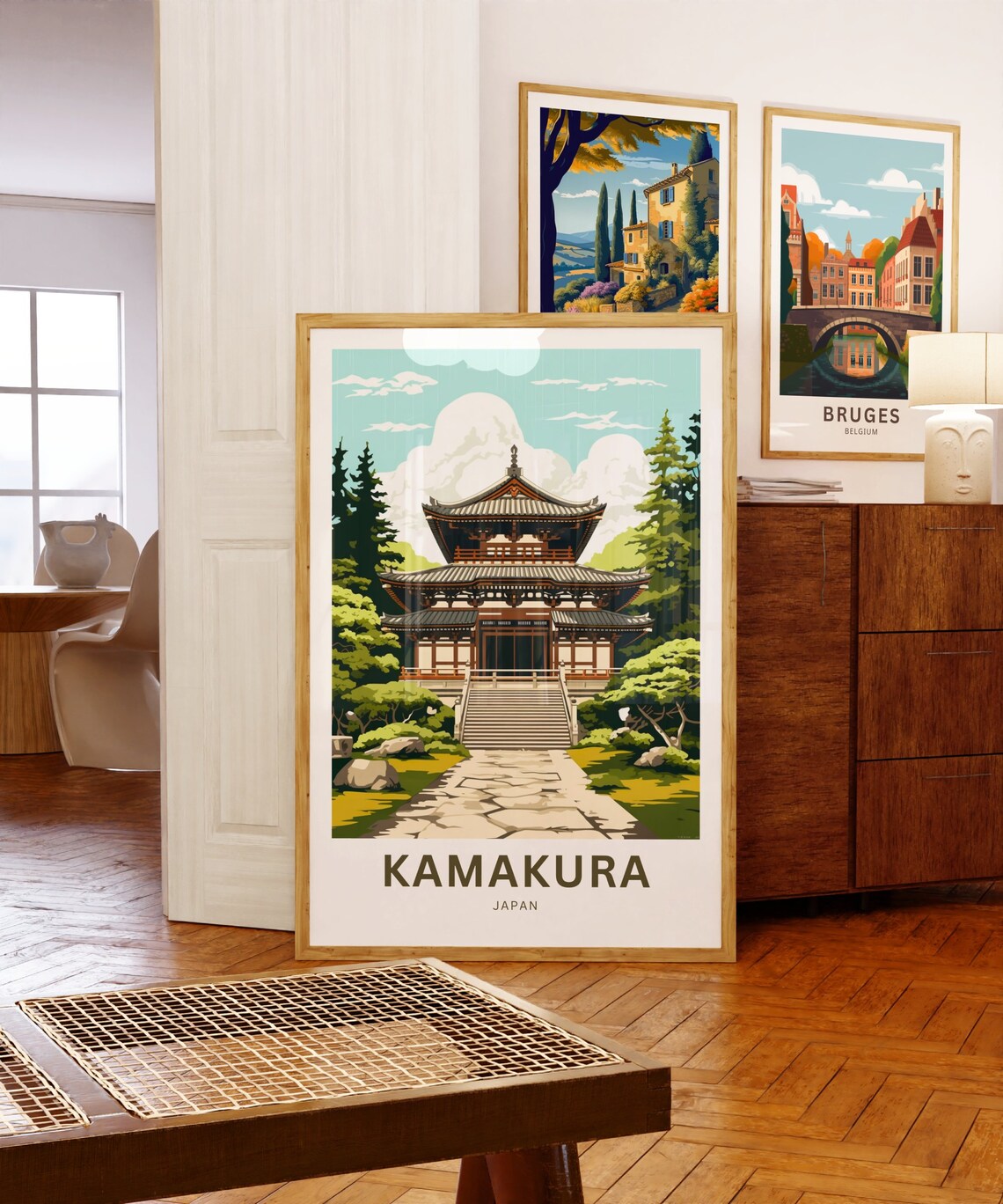 Kamakura Japan Historic Serene Temple Garden Retro Travel Poster - Image 3