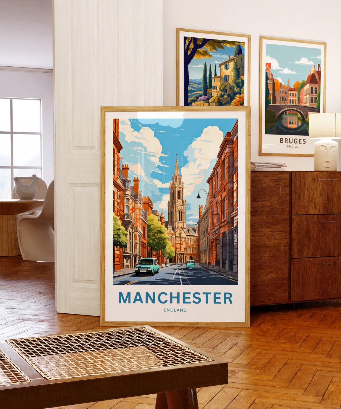 Personalized Manchester England Brick Street Spire Gift Poster - Image 5