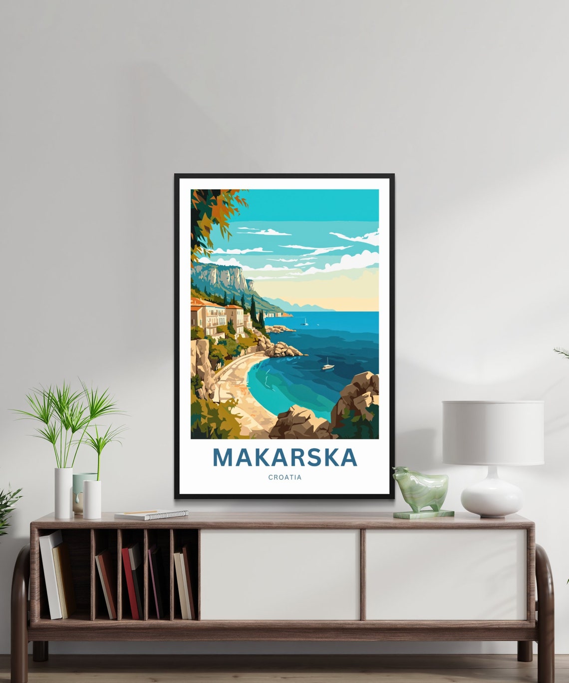 Makarska Croatia Rocky Cove Beach Turquoise Sea Scene Poster - Image 2