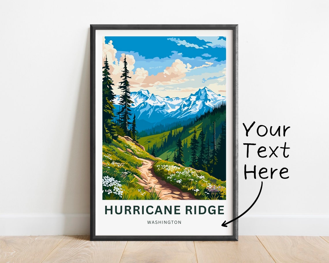 Personalized Hurricane Ridge Washington Wildflower Trail Travel Poster