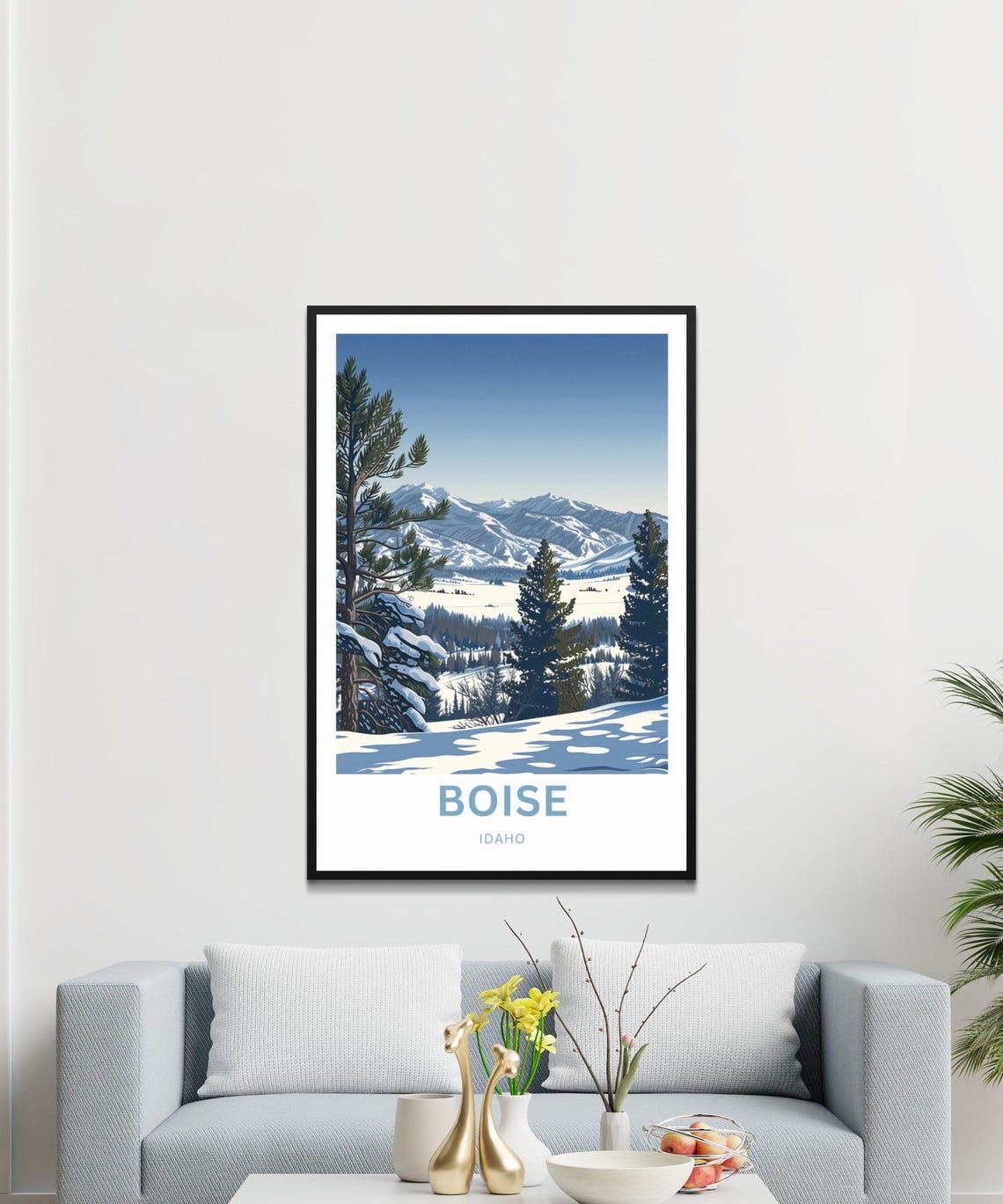 Personalized Boise Idaho Winter Mountain Snow Scene Travel Poster - Image 4