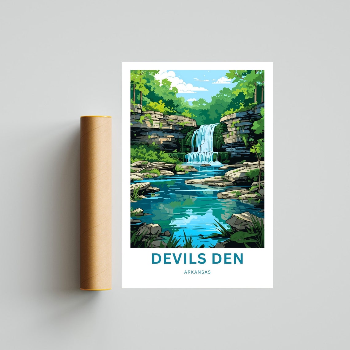 Devils Den Arkansas Limestone Falls Turquoise Pool Travel Poster - Image 4