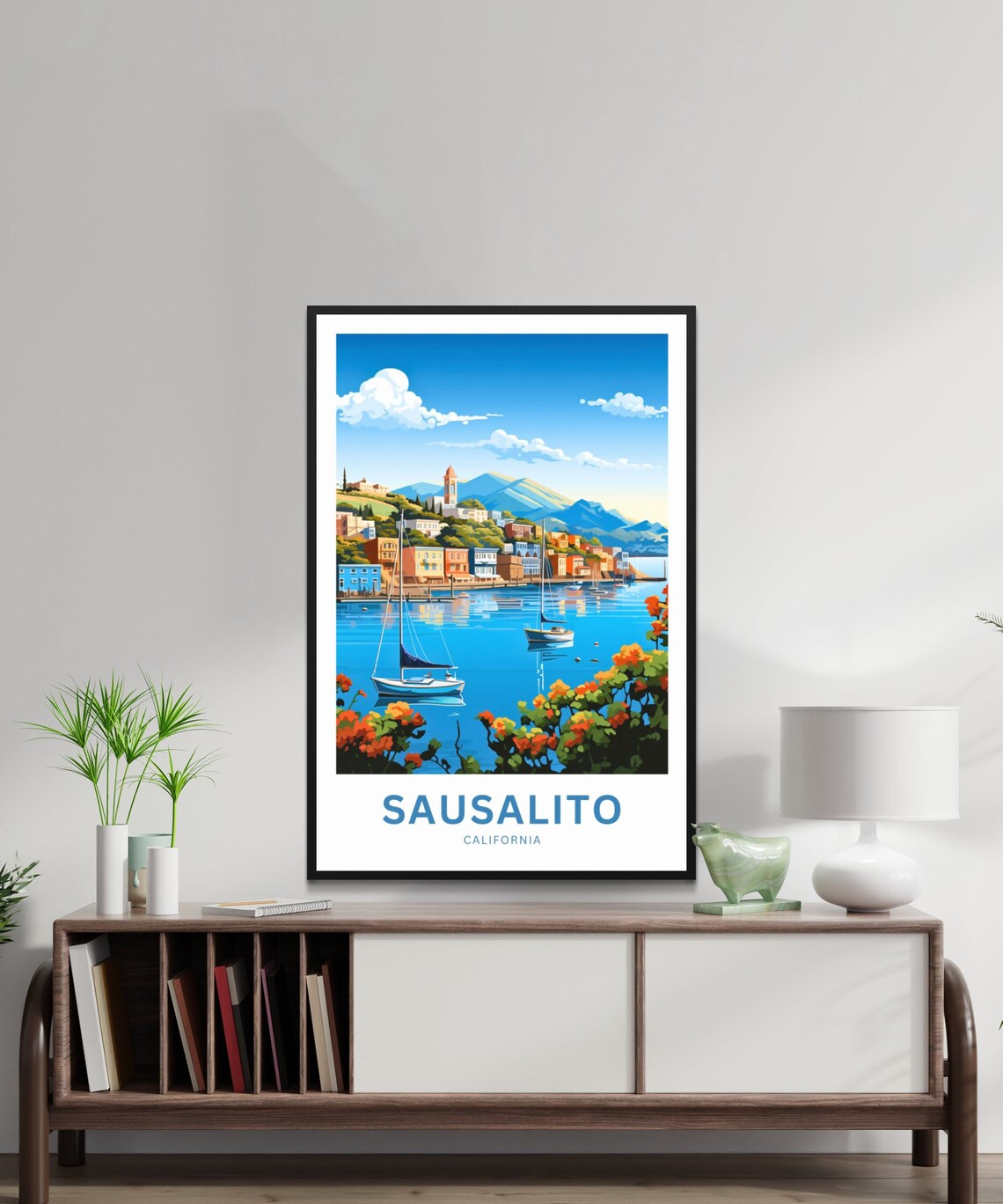 Sausalito California Sailboats Orange Blooms Personalized Poster - Image 3