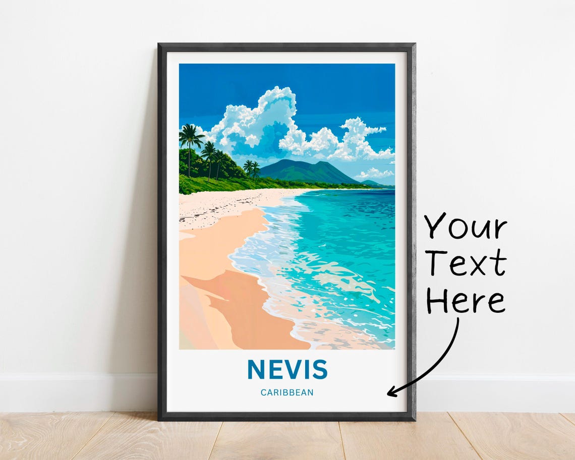 Nevis Travel Print Nevis Poster Caribbean Wall Art Framed Present Gift Caribbean Island Present - Image 2