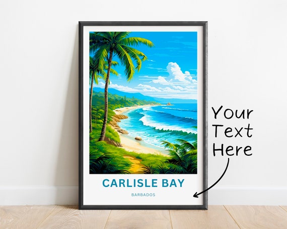 Personalized Carlisle Bay Carribean Travel Print Carlisle Bay Barbados Poster Barbados Wall Art Framed Present Gift Caribbean Present
