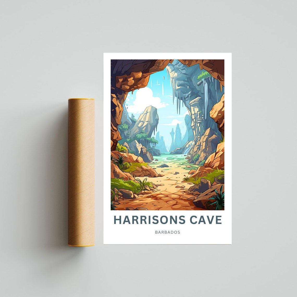 Harrisons Cave Travel Print Harrisons Cave Barbados Poster Barbados Wall Art Framed Present Gift Caribbean Present - Image 4