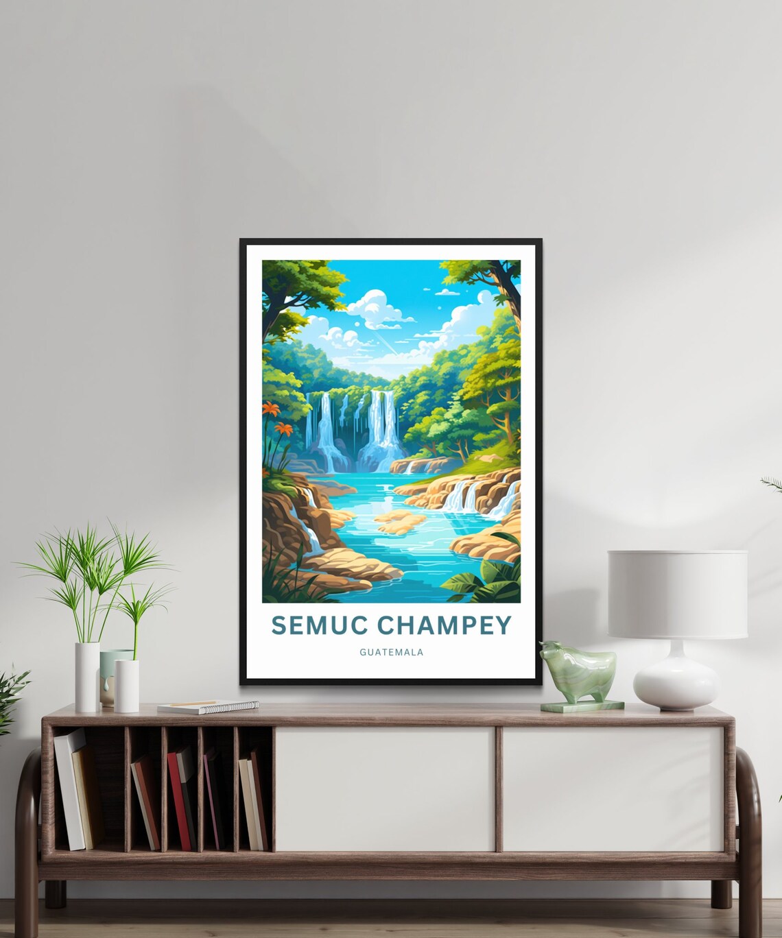 Semuc Champey Guatemala Waterfall Vintage Travel Poster Jungle Pools - Image 2