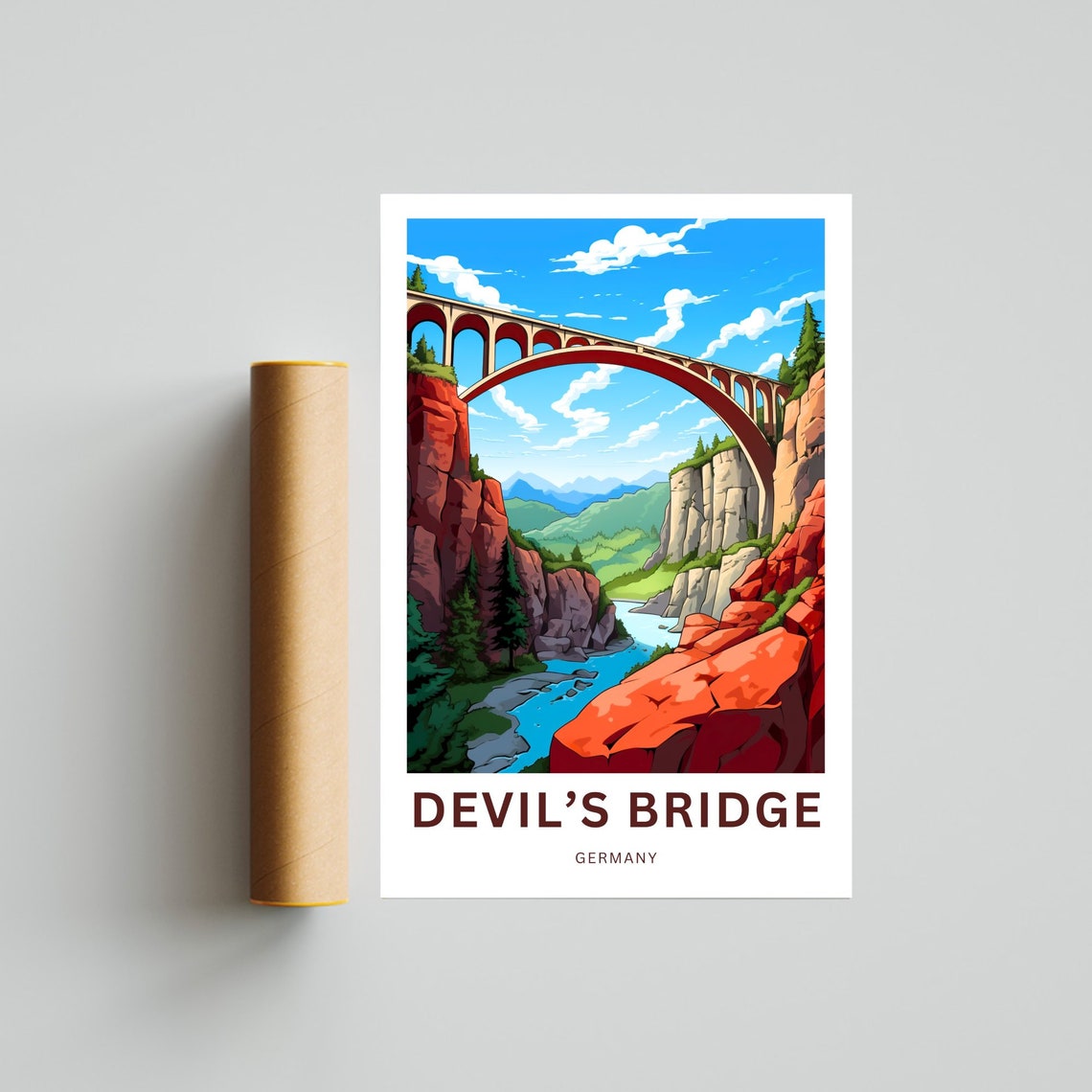 Devil's Bridge Germany Stone Viaduct Canyon River Travel Poster - Image 4