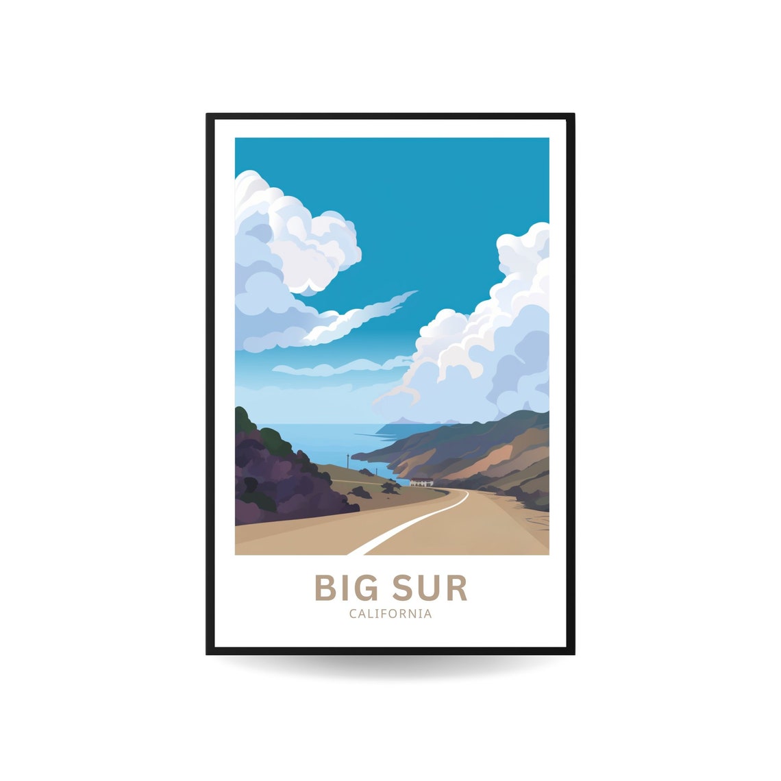 Big Sur California Coastal Road Rolling Hills Ocean View Poster - Image 2